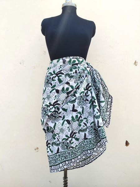 Hand Block Printed Cotton Sarongs & Scarves - Lightweight Summer Dupattas & Beachwear Gifts for Her - 16