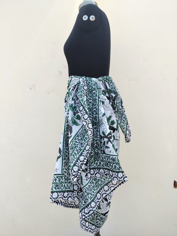Hand Block Printed Cotton Sarongs & Scarves - Lightweight Summer Dupattas & Beachwear Gifts for Her - 16
