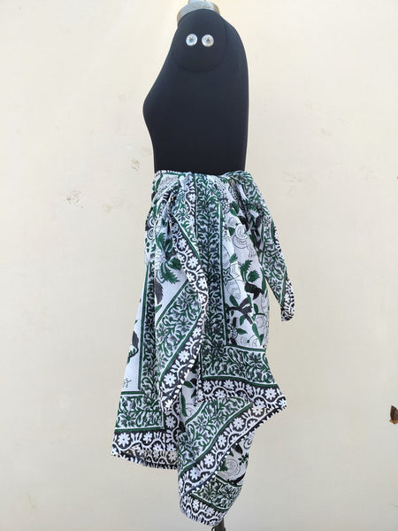 Hand Block Printed Cotton Sarongs & Scarves - Lightweight Summer Dupattas & Beachwear Gifts for Her - 16