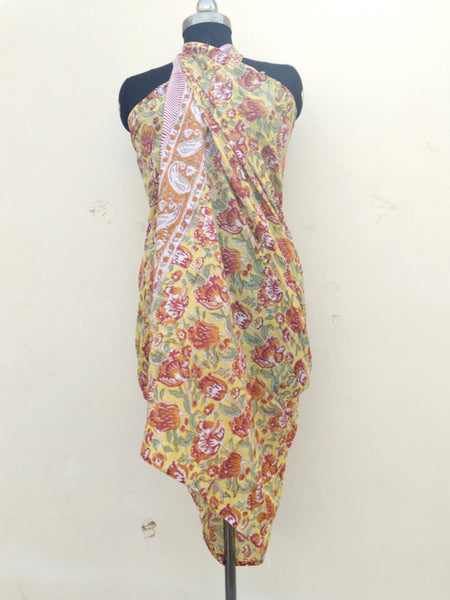 Hand Block Printed Cotton Sarongs & Scarves - Lightweight Summer Dupattas & Beachwear Gifts for Her - 2