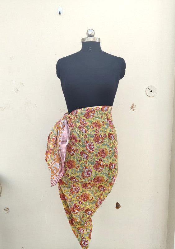 Hand Block Printed Cotton Sarongs & Scarves - Lightweight Summer Dupattas & Beachwear Gifts for Her - 2