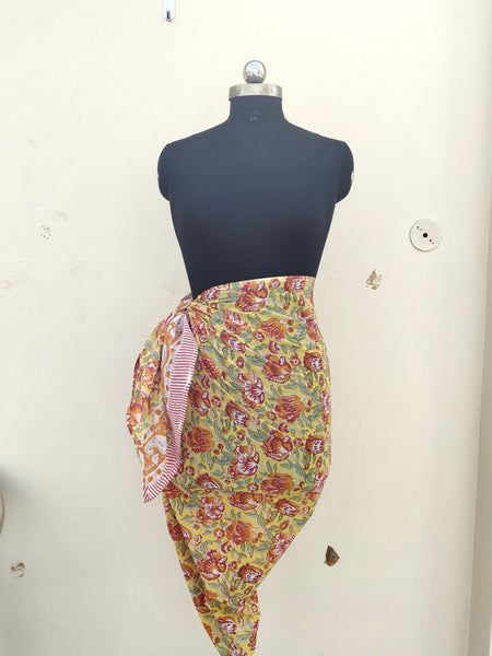 Hand Block Printed Cotton Sarongs & Scarves - Lightweight Summer Dupattas & Beachwear Gifts for Her - 2