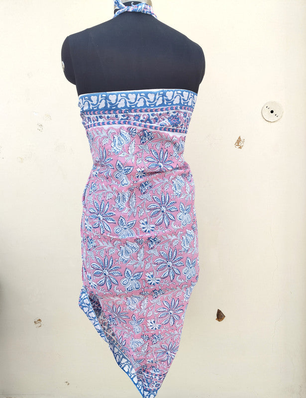 Hand Block Printed Cotton Sarongs & Scarves - Lightweight Summer Dupattas & Beachwear Gifts for Her - 1