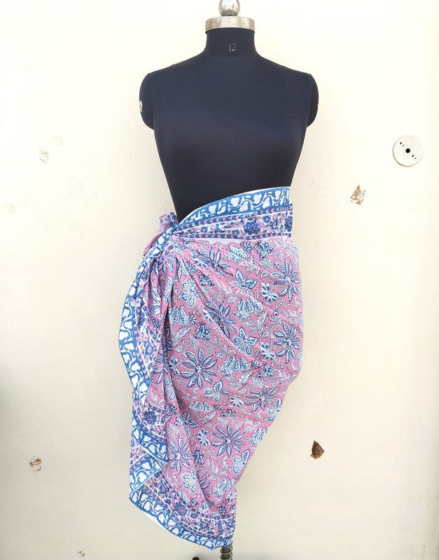 Hand Block Printed Cotton Sarongs & Scarves - Lightweight Summer Dupattas & Beachwear Gifts for Her - 1