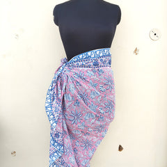 Hand Block Printed Cotton Sarongs & Scarves - Lightweight Summer Dupattas & Beachwear Gifts for Her - 1
