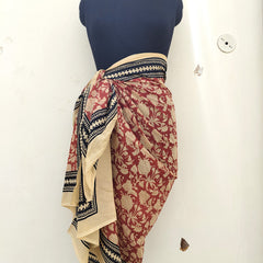 Hand Block Printed Cotton Sarongs & Scarves - Lightweight Summer Dupattas & Beachwear Gifts for Her - 3