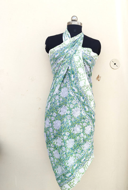 Hand Block Printed Cotton Sarongs & Scarves - Lightweight Summer Dupattas & Beachwear Gifts for Her - 4