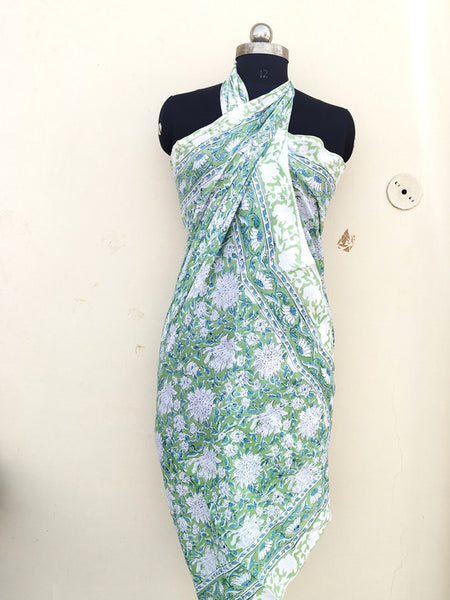 Hand Block Printed Cotton Sarongs & Scarves - Lightweight Summer Dupattas & Beachwear Gifts for Her - 4