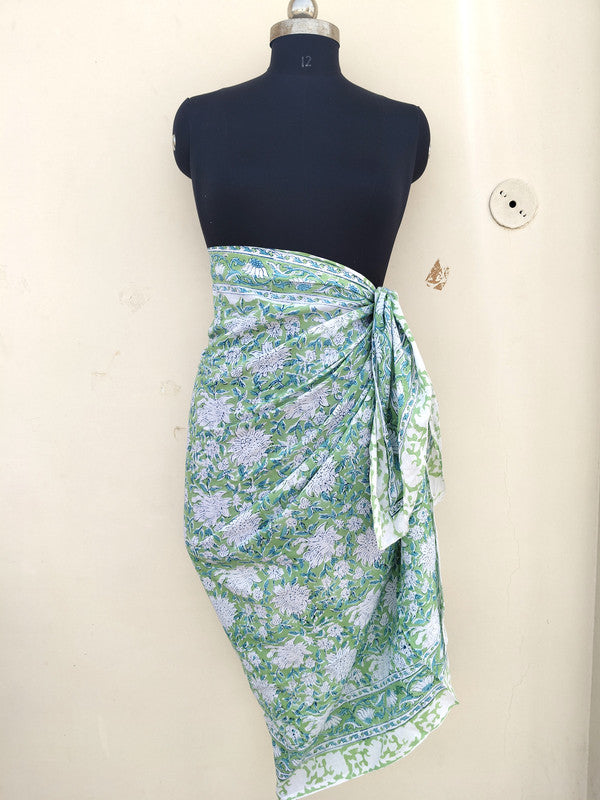 Hand Block Printed Cotton Sarongs & Scarves - Lightweight Summer Dupattas & Beachwear Gifts for Her - 4