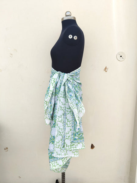 Hand Block Printed Cotton Sarongs & Scarves - Lightweight Summer Dupattas & Beachwear Gifts for Her - 4
