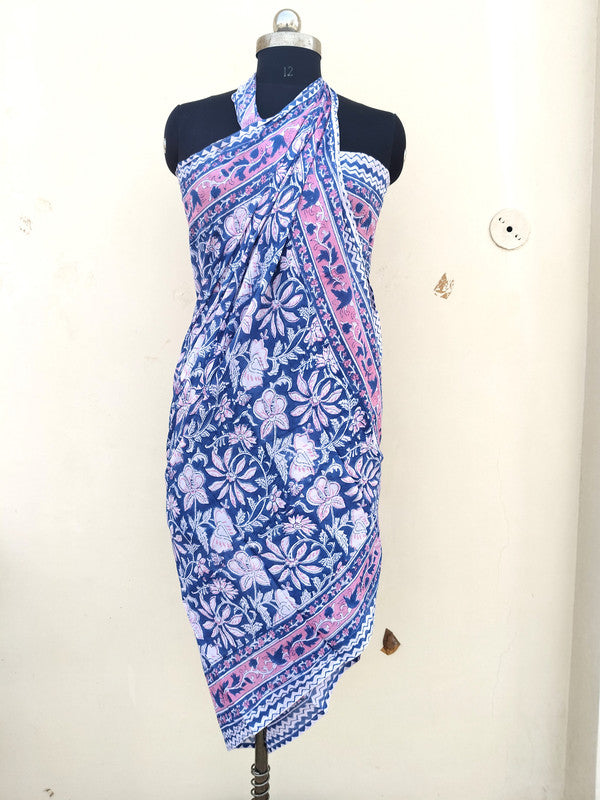 Hand Block Printed Cotton Sarongs & Scarves - Lightweight Summer Dupattas & Beachwear Gifts for Her - 5