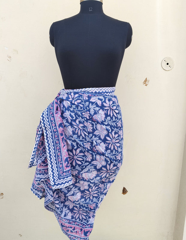 Hand Block Printed Cotton Sarongs & Scarves - Lightweight Summer Dupattas & Beachwear Gifts for Her - 5