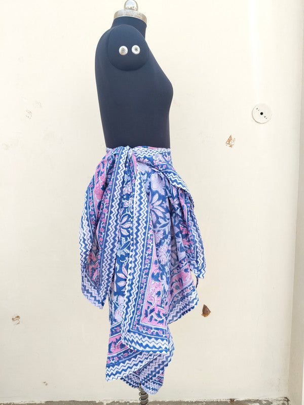 Hand Block Printed Cotton Sarongs & Scarves - Lightweight Summer Dupattas & Beachwear Gifts for Her - 5