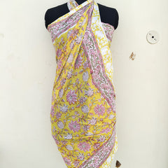Hand Block Printed Cotton Sarongs & Scarves - Lightweight Summer Dupattas & Beachwear Gifts for Her - 6