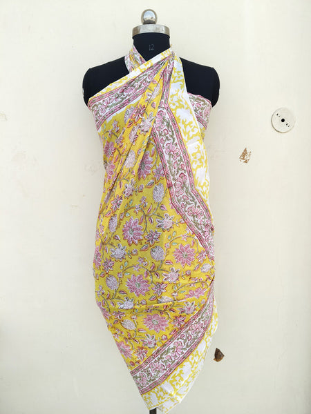 Hand Block Printed Cotton Sarongs & Scarves - Lightweight Summer Dupattas & Beachwear Gifts for Her - 6