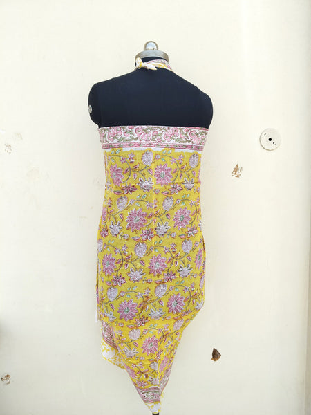 Hand Block Printed Cotton Sarongs & Scarves - Lightweight Summer Dupattas & Beachwear Gifts for Her - 6