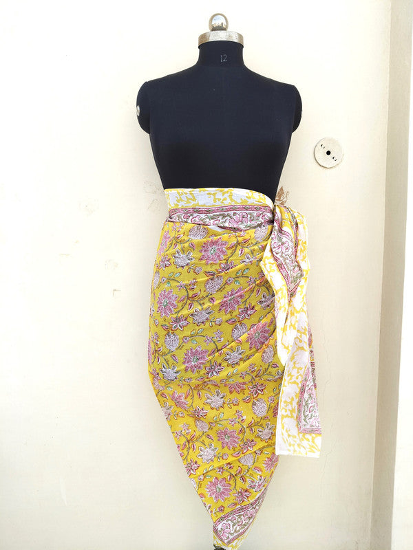 Hand Block Printed Cotton Sarongs & Scarves - Lightweight Summer Dupattas & Beachwear Gifts for Her - 6