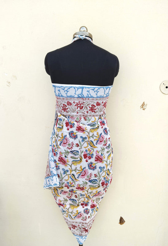 Hand Block Printed Cotton Sarongs & Scarves - Lightweight Summer Dupattas & Beachwear Gifts for Her - 7