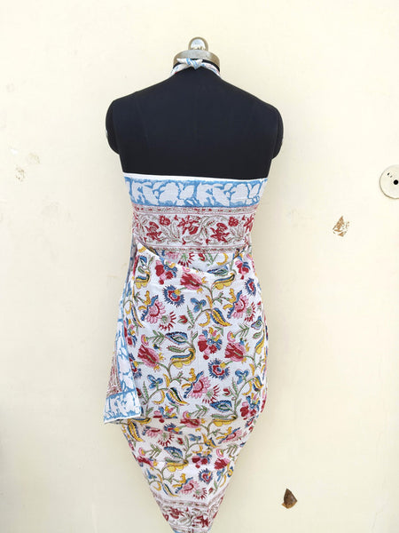 Hand Block Printed Cotton Sarongs & Scarves - Lightweight Summer Dupattas & Beachwear Gifts for Her - 7