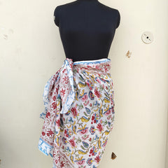 Hand Block Printed Cotton Sarongs & Scarves - Lightweight Summer Dupattas & Beachwear Gifts for Her - 7