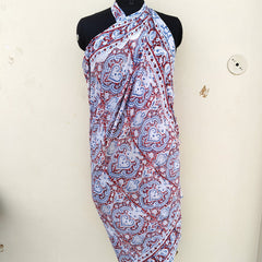 Hand Block Printed Cotton Sarongs & Scarves - Lightweight Summer Dupattas & Beachwear Gifts for Her - 9