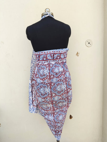 Hand Block Printed Cotton Sarongs & Scarves - Lightweight Summer Dupattas & Beachwear Gifts for Her - 9