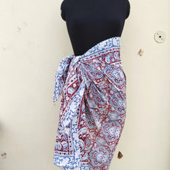 Hand Block Printed Cotton Sarongs & Scarves - Lightweight Summer Dupattas & Beachwear Gifts for Her - 9