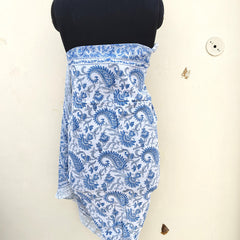 Hand Block Printed Cotton Sarongs & Scarves - Lightweight Summer Dupattas & Beachwear Gifts for Her - 11