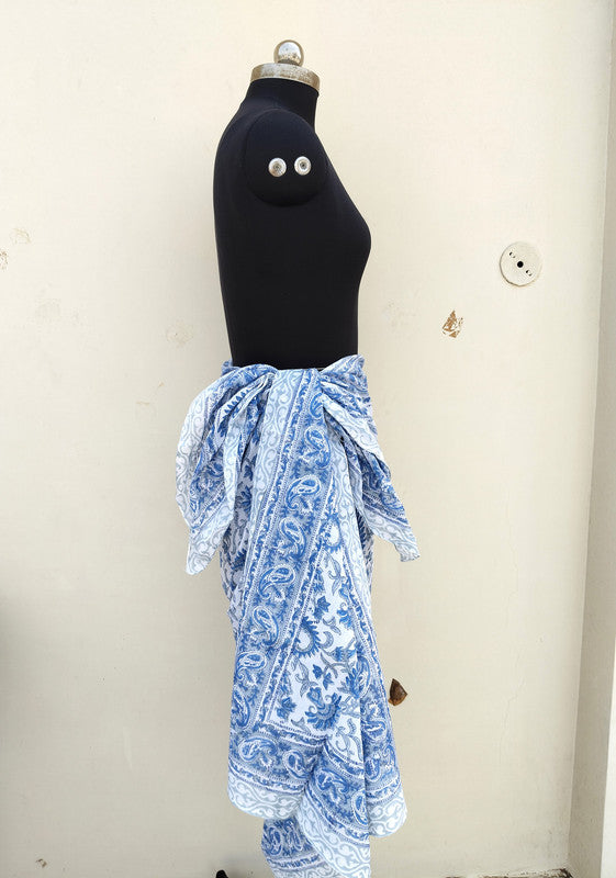 Hand Block Printed Cotton Sarongs & Scarves - Lightweight Summer Dupattas & Beachwear Gifts for Her - 11