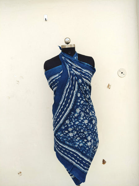 Hand Block Printed Cotton Sarongs & Scarves - Lightweight Summer Dupattas & Beachwear Gifts for Her - 8