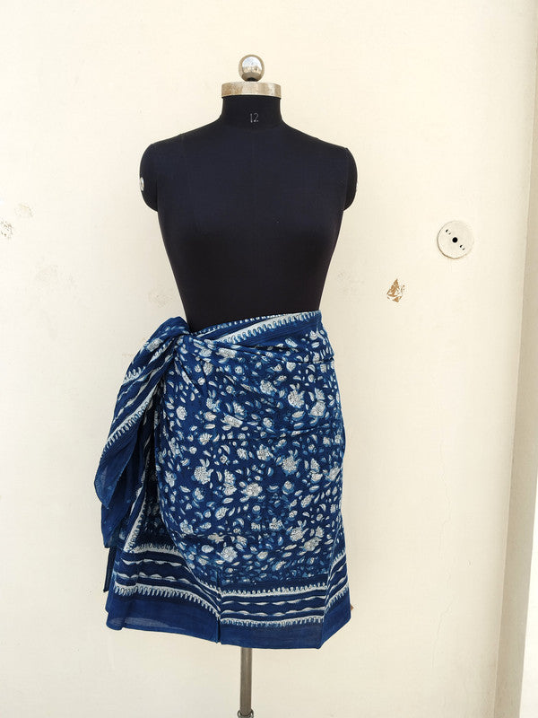 Hand Block Printed Cotton Sarongs & Scarves - Lightweight Summer Dupattas & Beachwear Gifts for Her - 8