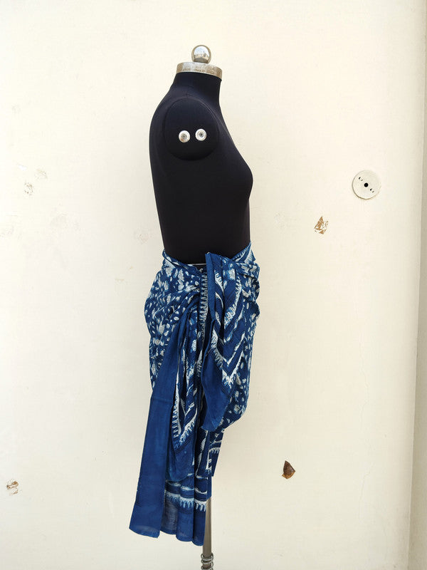 Hand Block Printed Cotton Sarongs & Scarves - Lightweight Summer Dupattas & Beachwear Gifts for Her - 8
