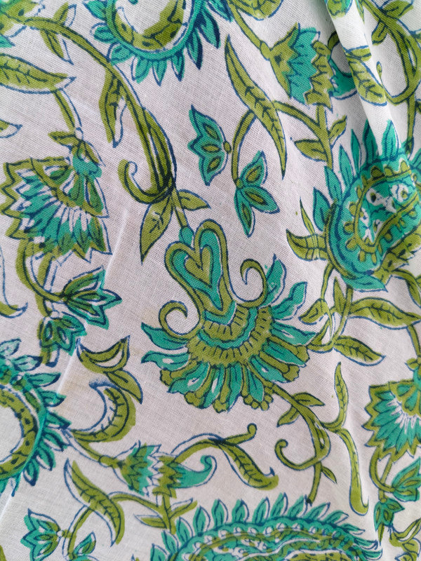 Hand Block Printed Cotton Sarongs & Scarves - Lightweight Summer Dupattas & Beachwear Gifts for Her - 12