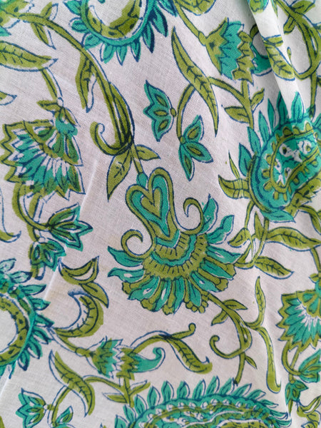 Hand Block Printed Cotton Sarongs & Scarves - Lightweight Summer Dupattas & Beachwear Gifts for Her - 12