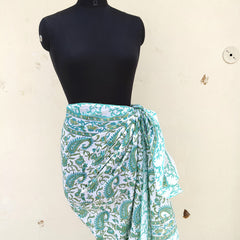 Hand Block Printed Cotton Sarongs & Scarves - Lightweight Summer Dupattas & Beachwear Gifts for Her - 12