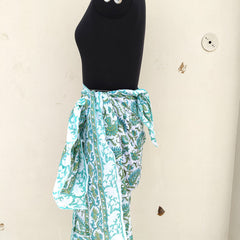 Hand Block Printed Cotton Sarongs & Scarves - Lightweight Summer Dupattas & Beachwear Gifts for Her - 12