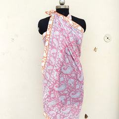 Hand Block Printed Cotton Sarongs & Scarves - Lightweight Summer Dupattas & Beachwear Gifts for Her - 10