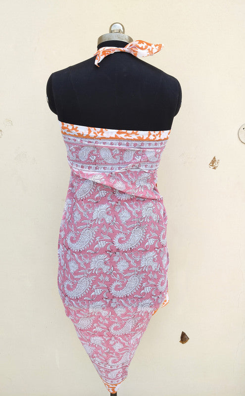 Hand Block Printed Cotton Sarongs & Scarves - Lightweight Summer Dupattas & Beachwear Gifts for Her - 10