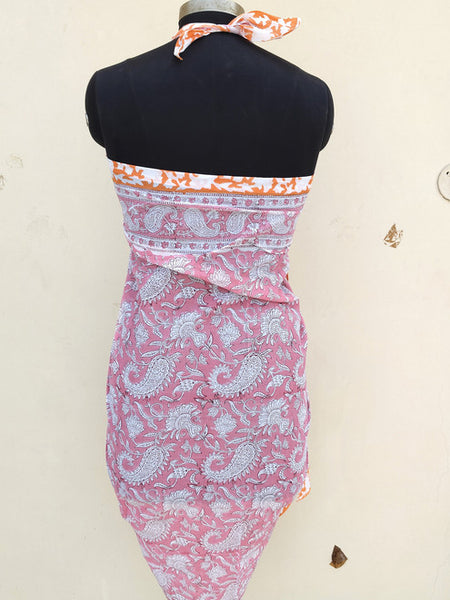 Hand Block Printed Cotton Sarongs & Scarves - Lightweight Summer Dupattas & Beachwear Gifts for Her - 10