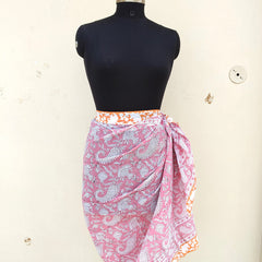 Hand Block Printed Cotton Sarongs & Scarves - Lightweight Summer Dupattas & Beachwear Gifts for Her - 10