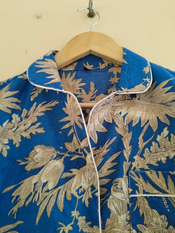 Pajamas Set, Soft Cotton Night Suit, Floral Print Pajamas, Pure Cotton Pj's, Indian Cotton,Night Wear, Gift for her, Bridesmaid Pj sets - 1