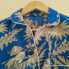 Pajamas Set, Soft Cotton Night Suit, Floral Print Pajamas, Pure Cotton Pj's, Indian Cotton,Night Wear, Gift for her, Bridesmaid Pj sets - 1