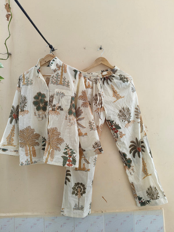 Pajamas Set, Soft Cotton Night Suit, Floral Print Pajamas, Pure Cotton Pj's, Indian Cotton,Night Wear, Gift for her, Bridesmaid Pj sets - 2