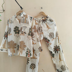 Pajamas Set, Soft Cotton Night Suit, Floral Print Pajamas, Pure Cotton Pj's, Indian Cotton,Night Wear, Gift for her, Bridesmaid Pj sets - 2