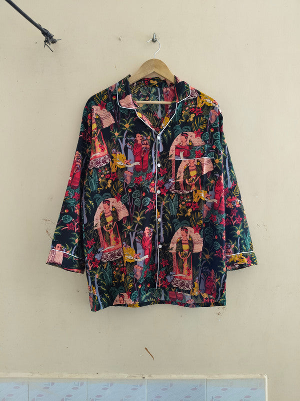 Pajamas Set, Soft Cotton Night Suit, Floral Print Pajamas, Pure Cotton Pj's, Indian Cotton,Night Wear, Gift for her, Bridesmaid Pj sets - 7