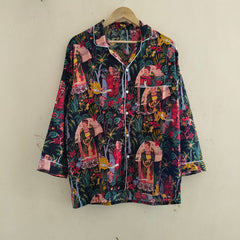 Pajamas Set, Soft Cotton Night Suit, Floral Print Pajamas, Pure Cotton Pj's, Indian Cotton,Night Wear, Gift for her, Bridesmaid Pj sets - 7