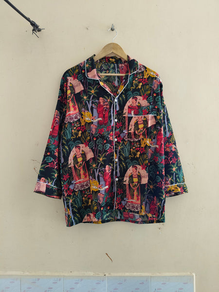 Pajamas Set, Soft Cotton Night Suit, Floral Print Pajamas, Pure Cotton Pj's, Indian Cotton,Night Wear, Gift for her, Bridesmaid Pj sets - 7