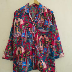 Pajamas Set, Soft Cotton Night Suit, Floral Print Pajamas, Pure Cotton Pj's, Indian Cotton,Night Wear, Gift for her, Bridesmaid Pj sets - 5