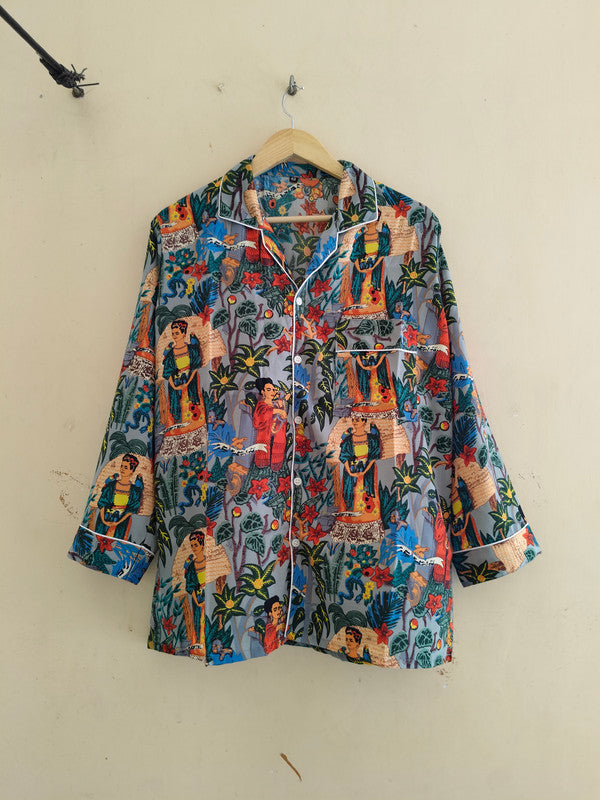 Pajamas Set, Soft Cotton Night Suit, Floral Print Pajamas, Pure Cotton Pj's, Indian Cotton,Night Wear, Gift for her, Bridesmaid Pj sets - 4