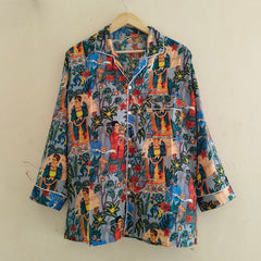 Pajamas Set, Soft Cotton Night Suit, Floral Print Pajamas, Pure Cotton Pj's, Indian Cotton,Night Wear, Gift for her, Bridesmaid Pj sets - 4